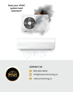 Air conditioner outdoor unit with smoke and indoor unit leaking water